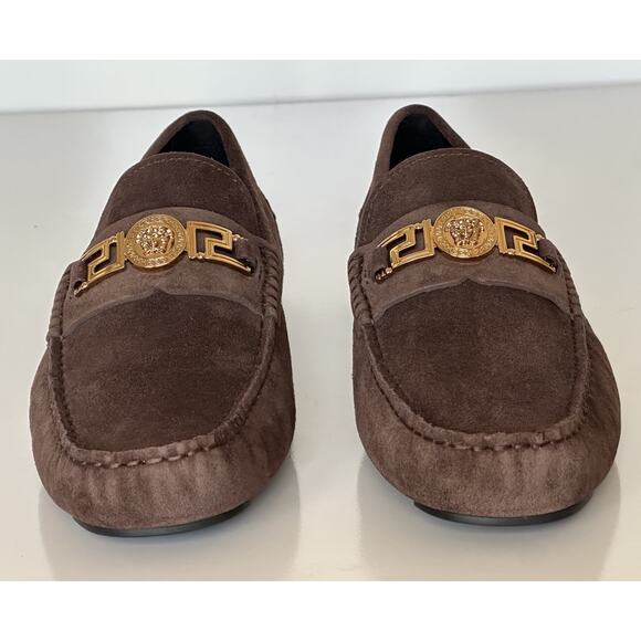 VERSACE Gold Medusa Men's Brown Suede Driver Shoes 11 US (44 Euro) 1009707 NIB - Picture 9 of 16